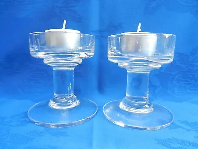 Buy Vintage Dartington Glass Pedastal Candle Holders X 2 (Candles Not Included) • 18.99£