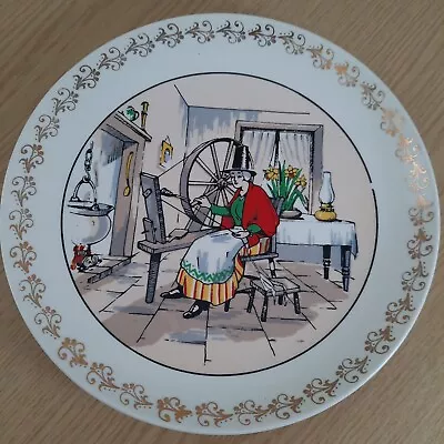 Buy Royal Victoria WADE Pottery Lady At Spinning Wheel Plate • 3.50£