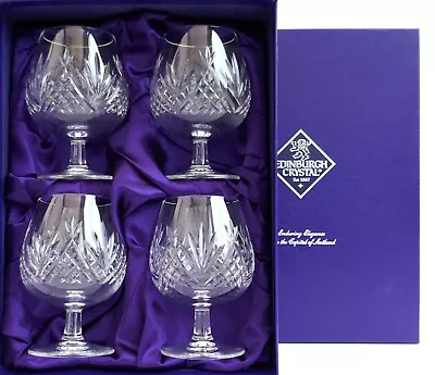 Buy 4 X EDINBURGH CRYSTAL 'SUTHERLAND' BRANDY GLASSES UNUSED IN ORIGINAL BOX • 35£