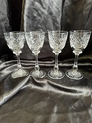 Buy 4 Wine Glasses Tudor Cut Lead Crystal Hock Goblets Red White Vintage • 45£