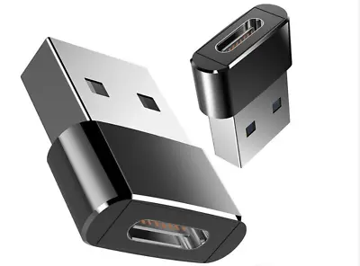 Buy 2x USB Adapter - USB-A Male To USB-C Female Data Connector Converter OTG Black • 2.59£