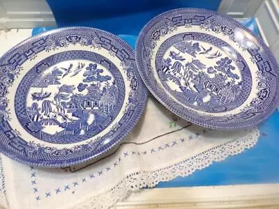 Buy Vintage Churchill Blue Willow Round Soup Bowl  - Set Of 4- In Boxes • 23.74£