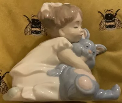 Buy Nao Lladro I Love You So Much, Girl With Blue Bunny Rabbit Figurine No 1263 • 30£
