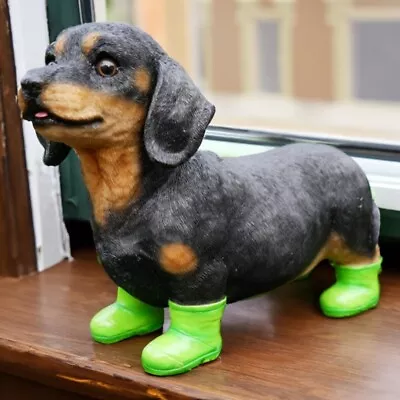 Buy Sausage Dog In Boots Garden Ornaments Outdoor Dachshund Statue Animal Figures • 17.99£