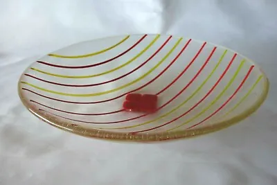 Buy Amazing Retro Styled Glass Fruit Bowl + Red & Yellow Stripes – Good Cond. • 5£
