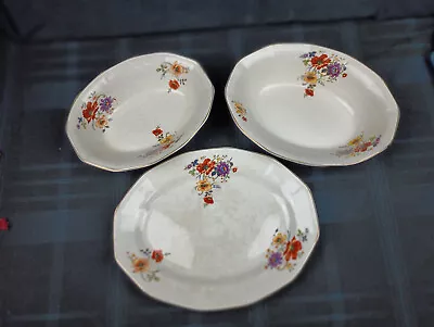 Buy Antique Floral China 8.5 Oval Bowl, 9.5  Bowl. 10.75  Platter Set -unknown Maker • 12.30£