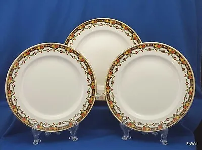 Buy Keeling Losol Ware Bread And Butter Plates 6.88in Set Of 3 Fruit Band Ca 1920 • 13.45£