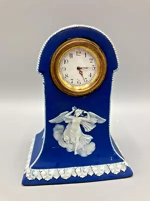 Buy Antique Wedgwood Dark Blue & White Jasperware Desk Clock Mantle Clock • 149.99£