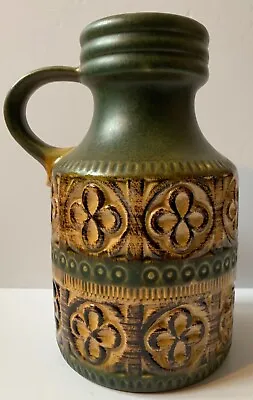 Buy Vintage West German Vase Scheurich Tan Green Handle Vase Pottery Mid Century • 35£