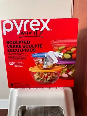 Buy BNIB Pyrex Sculpted Mixing Bowl Set, With Plastic Covers, 8pc • 23.70£