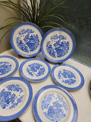 Buy Royal Worcester Willow Light Blue & White Plates Gold Trim X 7 23cm & 20cm  • 19.95£