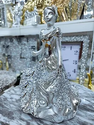 Buy Stunning Crushed Diamond Crystal Gypsy Bride Silver Sparkle Shelve Ornament • 19.99£