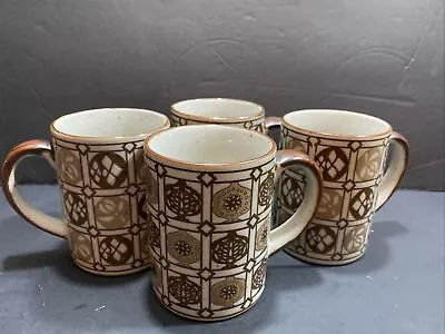 Buy 4 VNTG Retro MCM 1970’s Mug Coffee/Tea Cup Stoneware Speckled Brown Cream 8 Oz • 30.36£