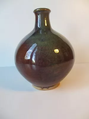 Buy Ruskin Vase ? Lovely Hand Thrown ,High Fired Glazed Vase,two Tone Olive/ Brown • 45£