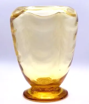 Buy Whitefriars Glass Waved Ribbed Footed Vase In Amber William Wilson Patt. No 9358 • 33£