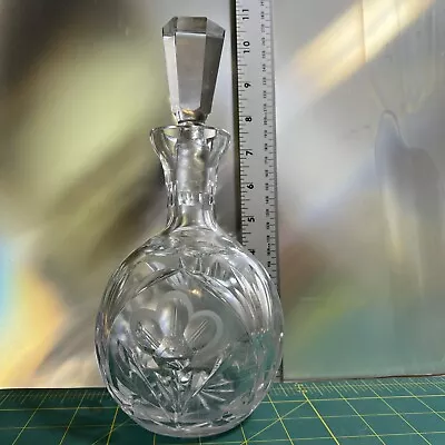 Buy VTG. *   Cut/frosted *  Crystal Glass * Liquor Decanter * W/Stopper • 27.60£