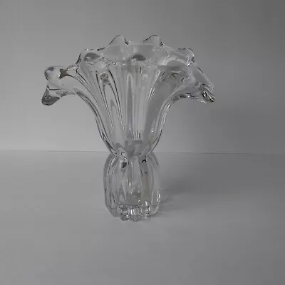 Buy CoFrac Art Verrier Glass Vase Made In France-Heavy Vase Fluted 8.5  Tall • 57.61£