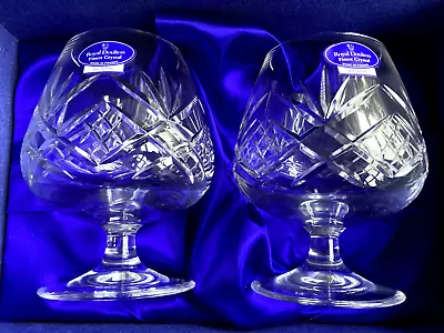 Buy Royal Doulton Finest Crystal Juliett BRANDY Glasses Boxed Set Of 2 • 45£