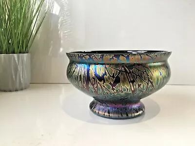 Buy Stunning Iridescent Royal Brierley Studio Glass Purple Pedestal Fruit Bowl Vase • 72.50£
