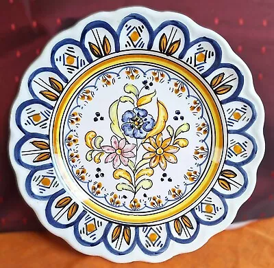 Buy Rare Spanish Spain Hand Painted Pottery Wall Plate.Flowers.24 Cm • 19.90£