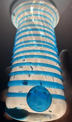 Buy Mdina Mottled Glass Vase Maltese Cross Seal Blue Spiral Decoration • 22.90£