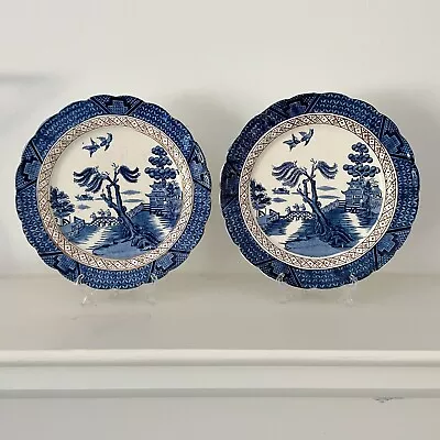 Buy 2x Antique Booths Silicon China Plates Real Old Willow 19cm Rare Backstamp 1912 • 18.95£