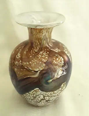 Buy Phoenician Malta Iridescent Brown And Cream Glass Vase  - 4.7  Tall • 14.75£