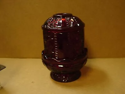 Buy Vintage Ruby Red Flashed Fairy Lamp Light ~Indiana Glass ~ Stars & Bars Design • 28.41£