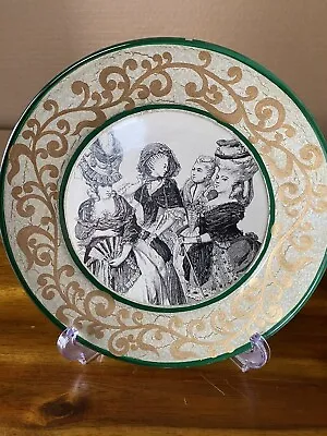 Buy 9” Rococo Prints Plate Turquoise/Gold /Ladies • 9.47£