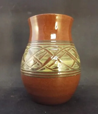 Buy Vintage Holkham Pottery Celtic Slip Decorated Terracotta Vase - Tom Borthwick • 29.99£