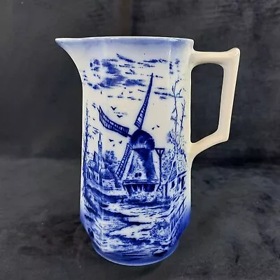 Buy Vintage Pitcher Flow Blue Hand Painted Scenery Windmill Sail Boats Nautical • 19.99£