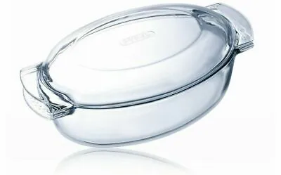 Buy Pyrex 5.8L Transparent Classic Easy Grip Glass Oval Casserole Dish With Lid • 21.85£