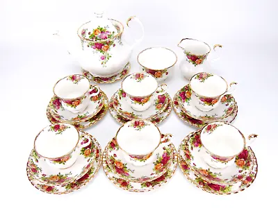 Buy Royal Albert Old Country Roses China Tea Set For 6 / 22pc Inc. Trios & Teapot • 169.99£