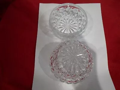 Buy Two Cut Glass Trinket Bowls 4  X 2.5  Approx One With Lid No Stamps On Them • 4.99£