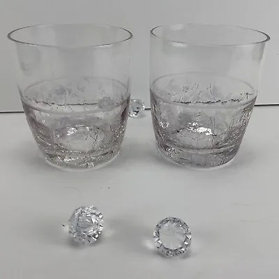 Buy Set Of 2 Elements Cream Smoke Crackle Glass Lowball Rocks Glasses Old Fashioned • 16.97£