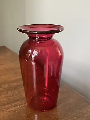 Buy VINTAGE Bristol Cranberry Pink Flared Top Glass Vase 12cm • 20£