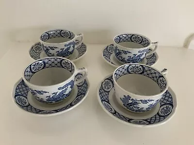 Buy 4 X Old Chelsea Furnivals  Tea Cups & Saucers Blue & White • 30£