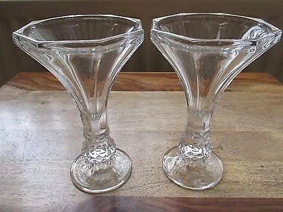 Buy Pair Of French  Vintage   Lovely Cut Glass Art Deco  Candle Holders  • 14.99£
