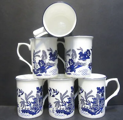 Buy Set Of 1/2/4/6/8 Mugs Willow Pattern Fine Bone China Mugs Cups Castle Shape 10oz • 10.99£