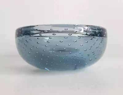 Buy Vintage Whitefriars Glass Arctic Blue Controlled Bubble Bowl Vase #9099 W Wilson • 15.99£