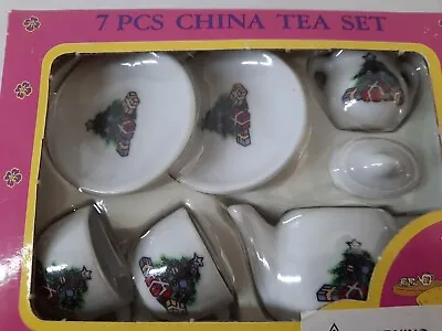 Buy Vintage 7 Piece Christmas Tree Scene China Tea Set Children Girls New Open Box • 6.59£