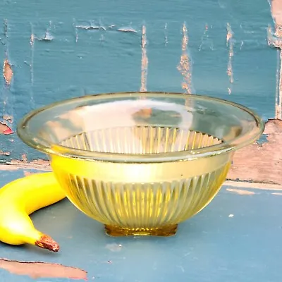 Buy Vintage Hazel Atlas Yellow Depression Glass 2-quart Ribbed 9 1/2  Mixing Bowl  • 21.69£