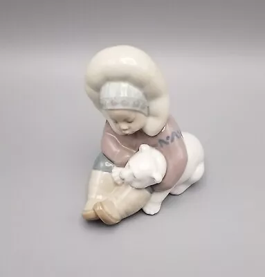 Buy Lladro Nao Seated Eskimo Inuit And Polar Bear Decorative Figurine • 37£