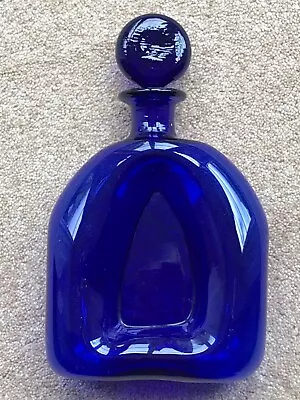 Buy Stunning Vintage Swedish  Blue Art Glass Decanter And Stopper ~ 1970's Glass • 0.99£