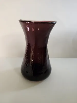 Buy Vintage Antique Blenko Blown Art Glass Mini Vase In Amethyst Crackle 1950s • 85.34£