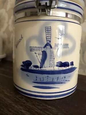 Buy Delft Blue &White Handpainted Pottery Canister Holland  Designed By TS • 20£