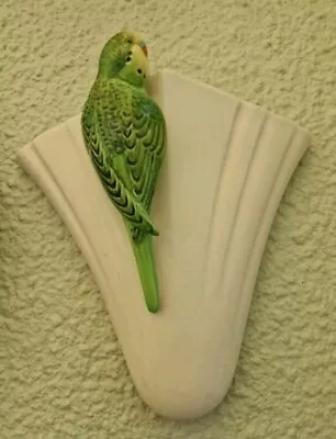 Buy Sylvac 1950s Cream Coloured Wall Vase Featuring A Green Budgie. VGC ~No Chips  • 85£