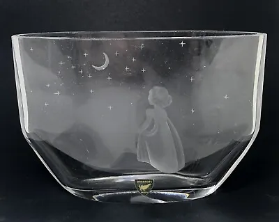 Buy Orrefors “Wish To The Moon” Etched Crystal Art Glass Vase Edvin Ohrstrom #2769 • 38.51£