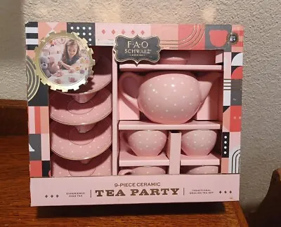 Buy F.A.O Schwarz 9 Piece Pink Tea Party English Porcelain Set-Hand Painted Glaze • 34.53£