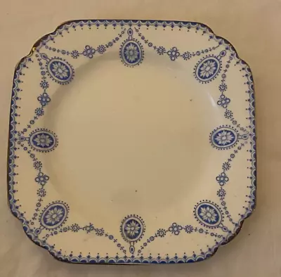 Buy Vintage Square Bone China Side Plate, Blue & White Design • 3£